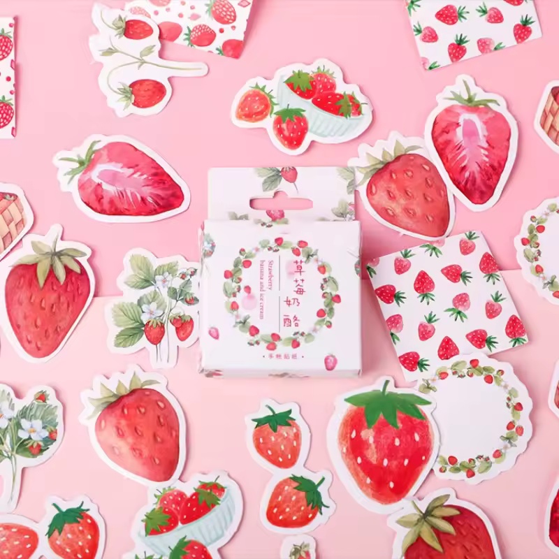 Home Decor Magazine - 45Pcs 과일 딸기 상자 스티커 사진