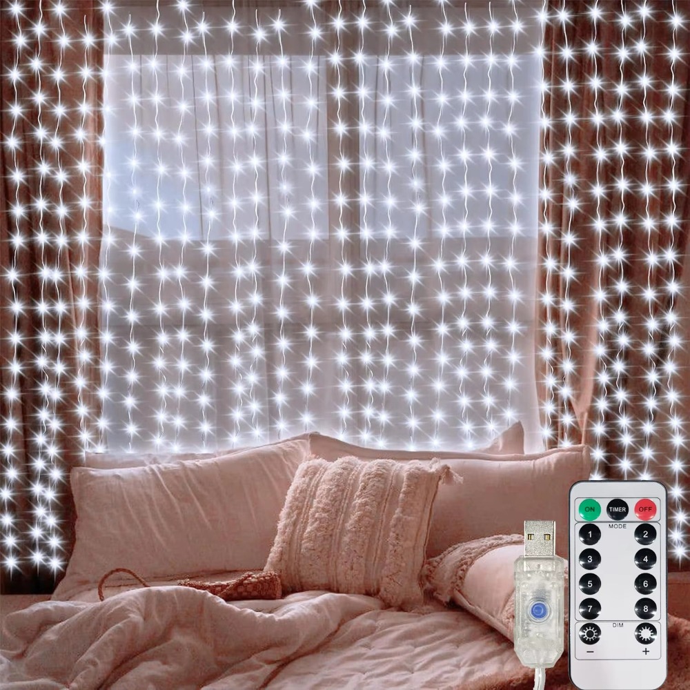 Fairy Lights Bedroom - LED 커튼 스트링 조명 가랜드 USB