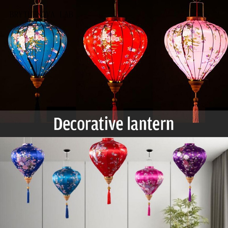 Home Decor Vietnam - 빈티지 실크 랜턴 12인치 베트남 일본