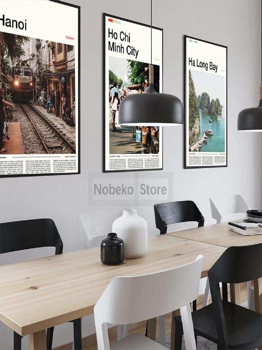 베트남 여행 포스터 캔버스 월 아트, 하노이 호치민 시 - Home Decor Vietnam 리뷰 및 가격
