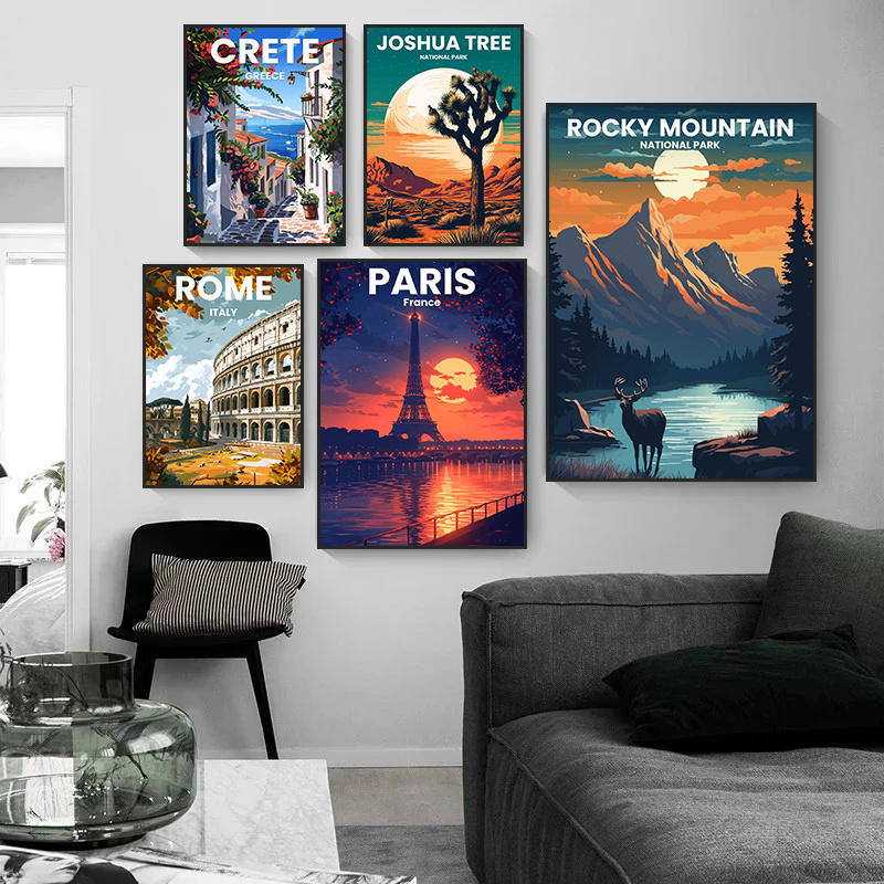 현대 여행 도시 산토리니 로마 크레타 파리 런던 아트  - Home Decor Vietnam 리뷰 및 가격