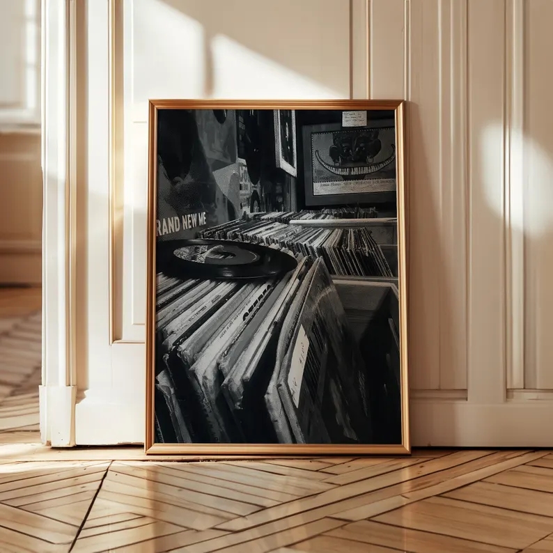 현대 비닐 레코드 상점 블랙 화이트 사진 벽 아트 인쇄 - Home Decor Store 리뷰 및 가격