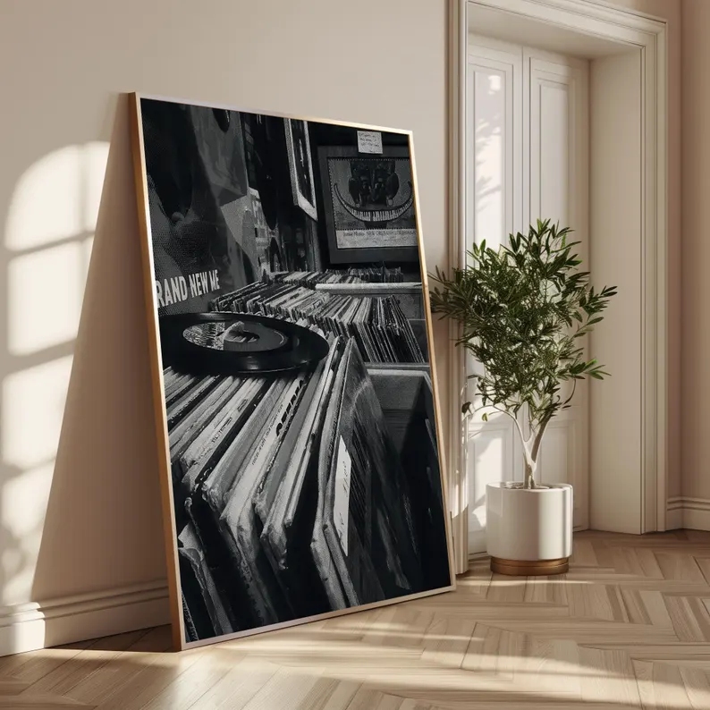 현대 비닐 레코드 상점 블랙 화이트 사진 벽 아트 인쇄 - Home Decor Store 리뷰 및 가격