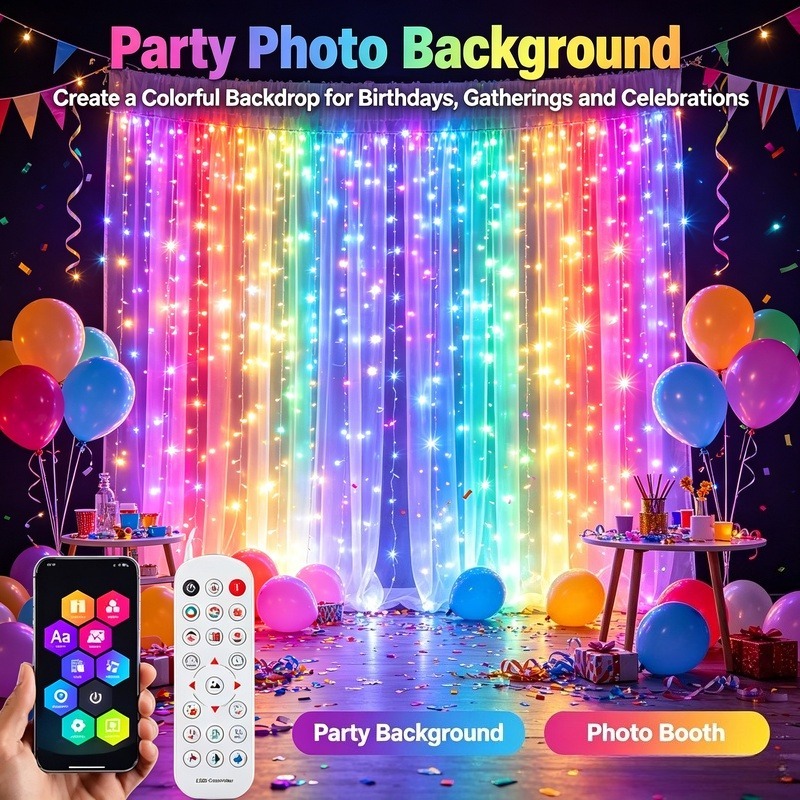 USB 전원 앱 제어 LED 커튼 조명, 크리스마스 창 - Fairy Lights Bedroom 리뷰 및 가격