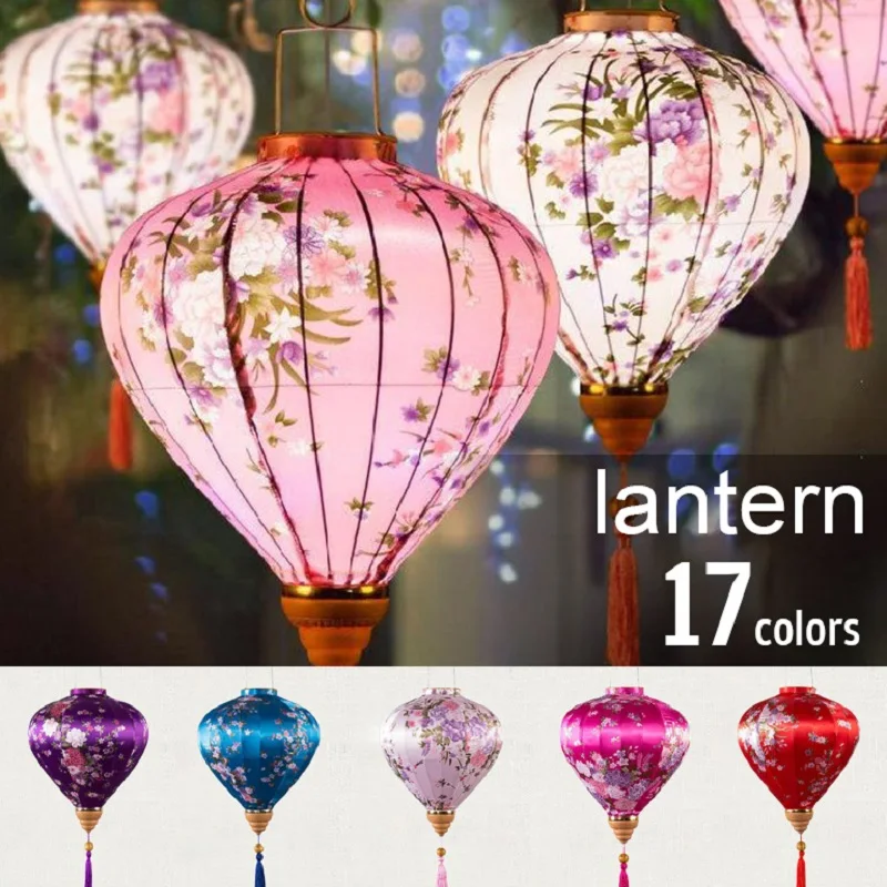 빈티지 실크 랜턴 12인치 베트남 일본 랜턴 꽃무늬 새 - Home Decor Vietnam 리뷰 및 가격