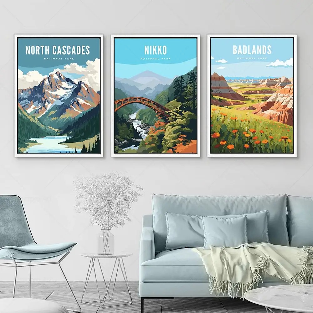 빈티지 여행 도시 국립 공원 풍경 포스터 요세미티 그랜 - Home Decor Vietnam 리뷰 및 가격