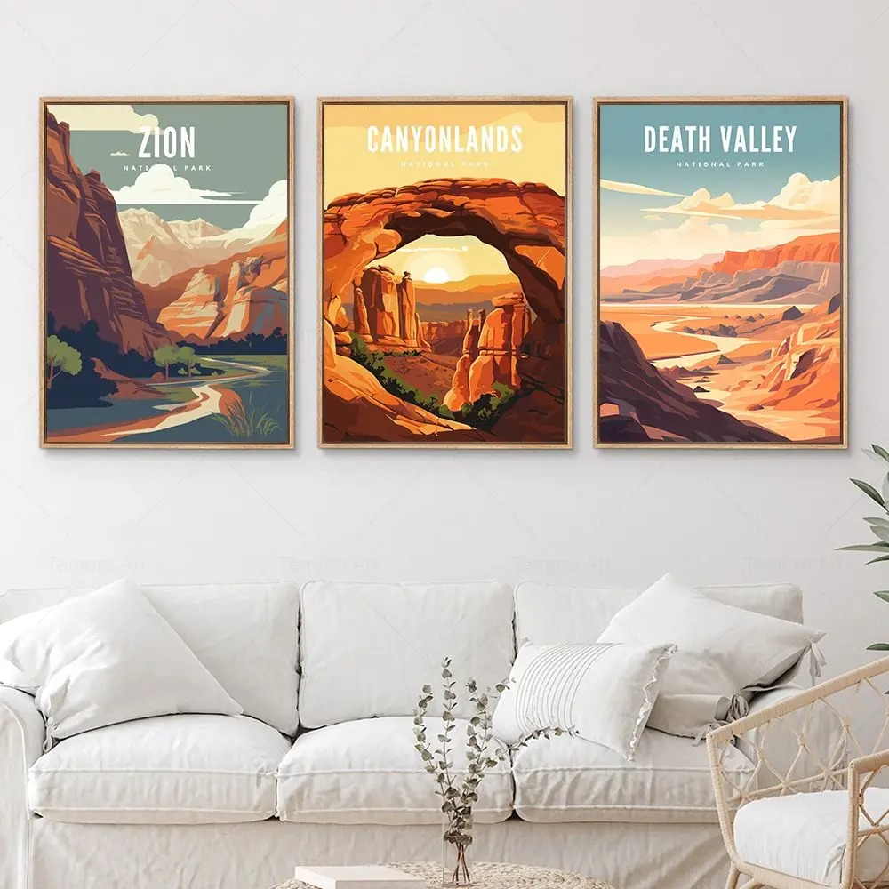 빈티지 여행 도시 국립 공원 풍경 포스터 요세미티 그랜 - Home Decor Vietnam 리뷰 및 가격