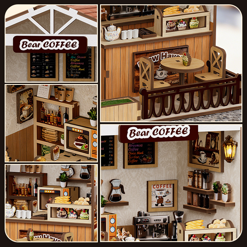 미니 베어 커피숍 DIY 하우스 퍼즐, 나무 조립식 커 - Home Decor Store 리뷰 및 가격